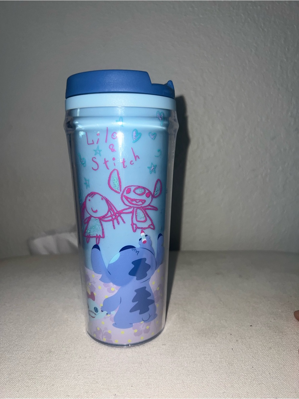 Disney Lilo & Stitch Light Blue Kids Travel Tumbler with Dark Blue Lid